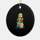 Adorable Turtle Reading Books (1) Keramik Ornament (Links)