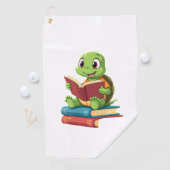 Adorable Turtle Reading Books (2) Golfhandtuch (Insitu)