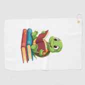 Adorable Turtle Reading Books (2) Golfhandtuch (Horizontal)
