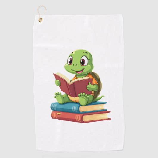 Adorable Turtle Reading Books (2) Golfhandtuch (Vorderseite)
