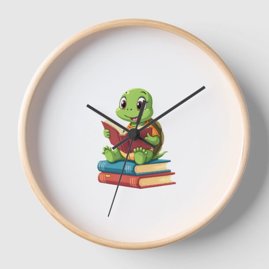 Adorable Turtle Reading Books (2) Uhr (Vorderseite)