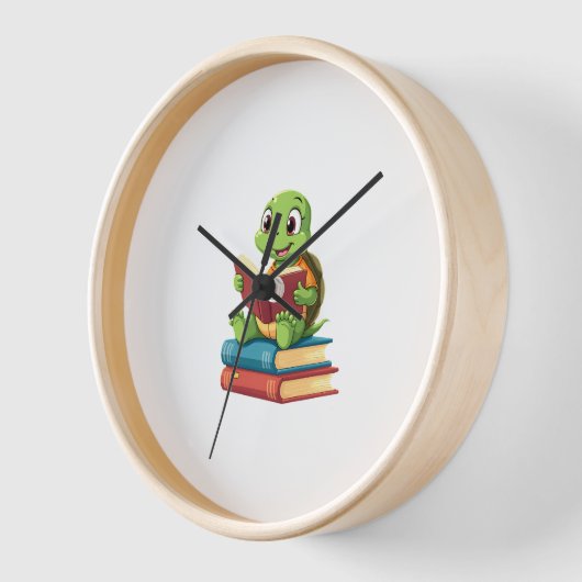 Adorable Turtle Reading Books (2) Uhr (Winkel)