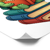 Adorable Turtle Reading Books (3) Poster (Ecke)