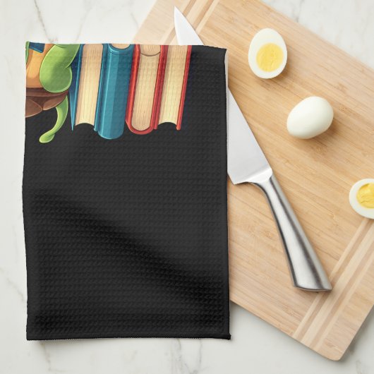 Adorable Turtle Reading Books (4) Geschirrtuch (Viertel Falte)