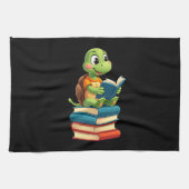 Adorable Turtle Reading Books (4) Geschirrtuch (Horizontal)