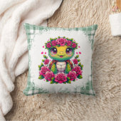 Adorable Turtle with Floral Crown Kissen (Decke)