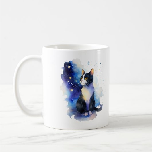 Adorable Tuxedo Cat Aquarellbilder Kaffeetasse (Links)