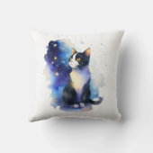 Adorable Tuxedo Cat Aquarellbilder Kissen (Rückseite)