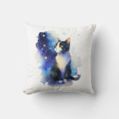 Adorable Tuxedo Cat Aquarellbilder Kissen (Vorderseite)