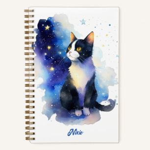 Adorable Tuxedo Cat Aquarellbilder Notizblock