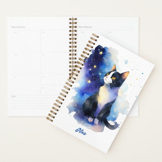 Adorable Tuxedo Cat Aquarellbilder Planer (Anzeige)