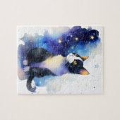 Adorable Tuxedo Cat Aquarellbilder Puzzle (Horizontal)