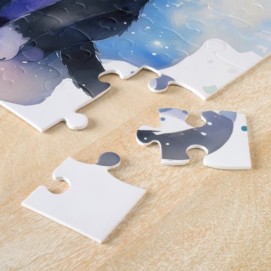 Adorable Tuxedo Cat Aquarellbilder Puzzle (Seite)