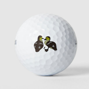 Adorable Twin Baby Duckling Huddling Cartoon Golfball