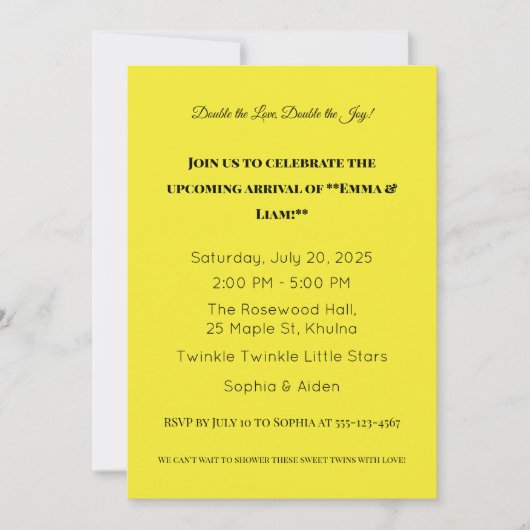 Adorable Twin Baby Dusche Einladung (Vorderseite)