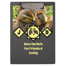 Adorable Twin Ducklings Monogram Foto Klemmbrett