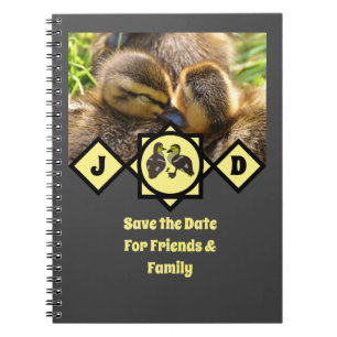 Adorable Twin Ducklings Monogram Foto Notizblock