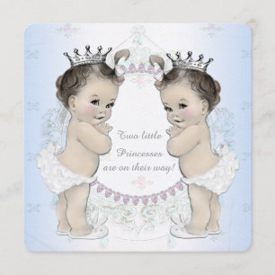 Adorable Twin Girl Babydusche Einladung