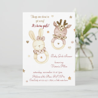 Adorable Twin Girls Kinderdusche Einladung