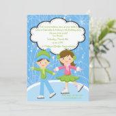 Adorable Twins Ice Skaten zum Geburtstag Einladung (Stehend Vorderseite)