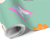 Adorable Uhren und Blume grünes Party Geschenkpapier (Rolleneckpunkt)