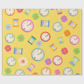 Adorable Uhren und Blume Muster Party Geschenkpapier (Flach)