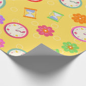 Adorable Uhren und Blume Muster Party Geschenkpapier (Ecke)