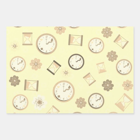 Adorable Uhren und Blume Party Geschenkpapier Set (Vorderseite 3)