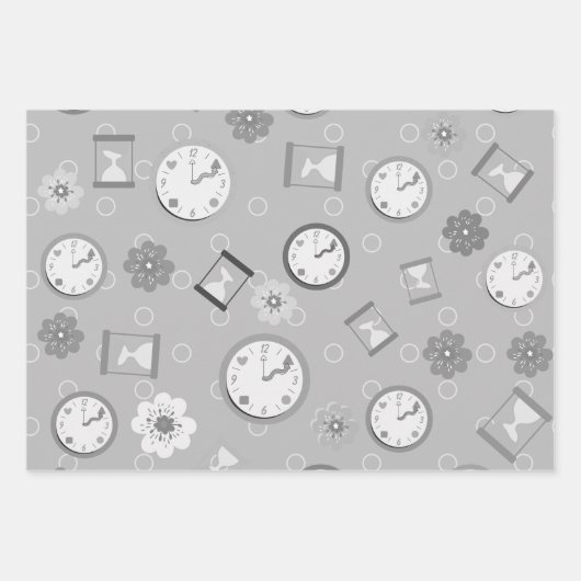 Adorable Uhren und Blume Party Geschenkpapier Set (Vorderseite 2)