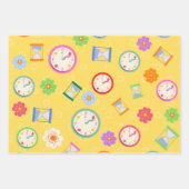 Adorable Uhren und Blume Party Geschenkpapier Set (Vorderseite)