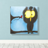 Adorable und farbenfrohe Owl Oliver Leinwanddruck (Insitu (Holzboden))