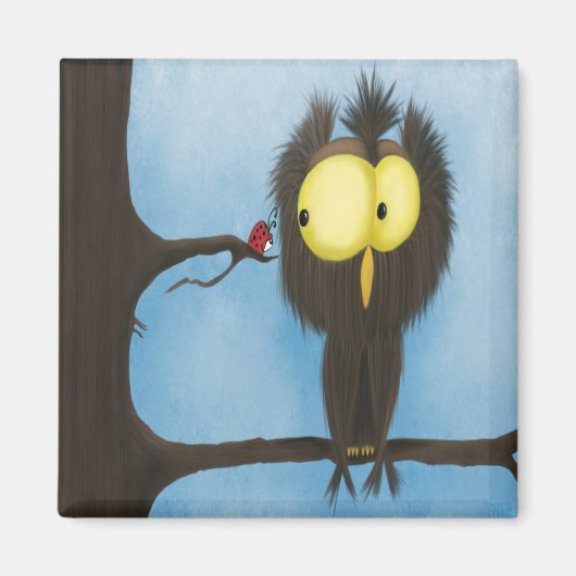 Adorable und farbenfrohe Owl Oliver Magnet (Vorne)