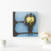 Adorable und farbenfrohe Owl Oliver Quadratische Wanduhr (Zuhause)