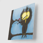 Adorable und farbenfrohe Owl Oliver Quadratische Wanduhr (Winkel)