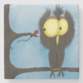Adorable und farbenfrohe Owl Oliver Steinuntersetzer (Vorderseite)