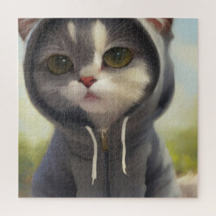 Adorable und Sweet Kitten mit Hoodie Puzzle