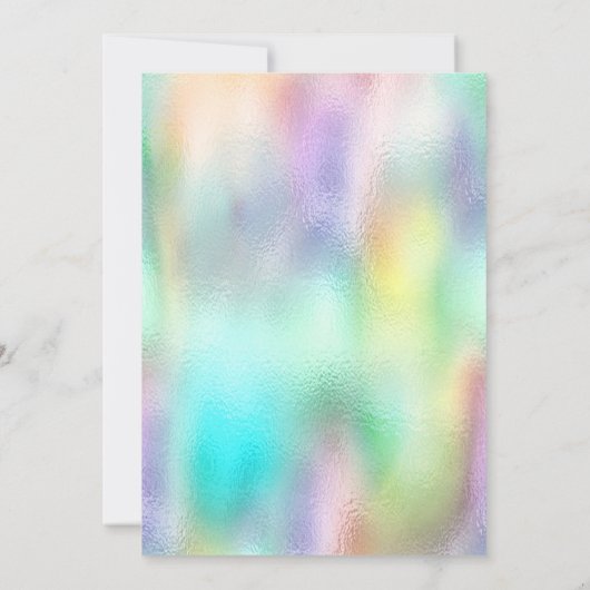 Adorable Unicorn, Blütendusche, Holographische Bab Einladung (Rückseite)