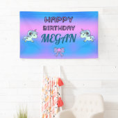 Adorable Unicorn Happy Birthday Ribbon Star Banner (Insitu)