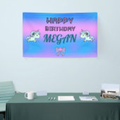 Adorable Unicorn Happy Birthday Ribbon Star Banner (Messeveranstaltung)