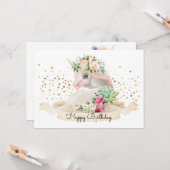 Adorable Unicorn Illustration Kinder glücklich Geb Karte (Vorderseite/Rückseite Beispiel)