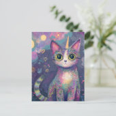 Adorable Unicorn Kitty Fantasy Art Postkarte (Stehend Vorderseite)