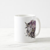 Adorable Unicorn Skull und Blume Boho Kaffeetasse (VorderseiteRechts)
