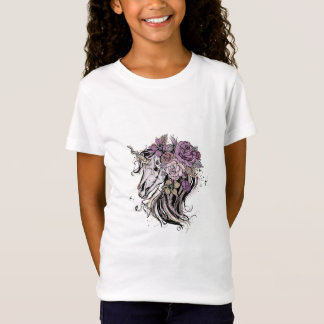 Adorable Unicorn Skull und Blume Boho T-Shirt