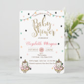 Adorable Unicorn, Stars Kinderdusche Einladung (Stehend Vorderseite)