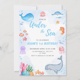 Adorable unter dem Meer Geburtstag Einladung