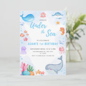 Adorable unter dem Meer Geburtstag Einladung (Stehend Vorderseite)