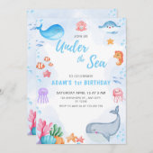 Adorable unter dem Meer Geburtstag Einladung (Vorne/Hinten)