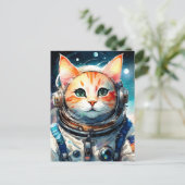 Adorable US Astronautenkatze Postkarte (Stehend Vorderseite)
