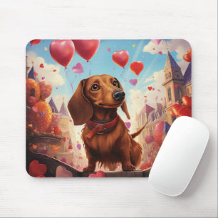 ADORABLE VALENTINE DACKEL HUND MIT HERZEN MOUSEPAD