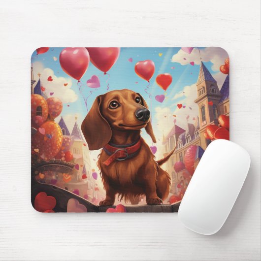 ADORABLE VALENTINE DACKEL HUND MIT HERZEN MOUSEPAD (Mit Mouse)